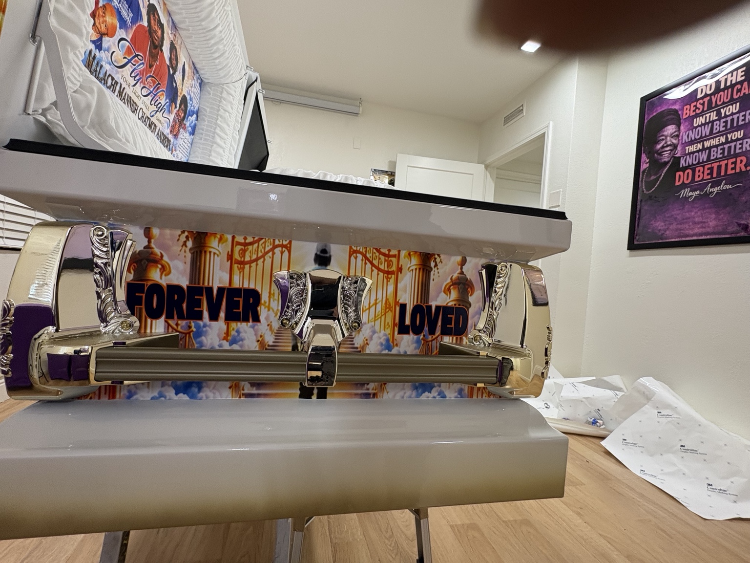 Forever Loved custom casket side panel