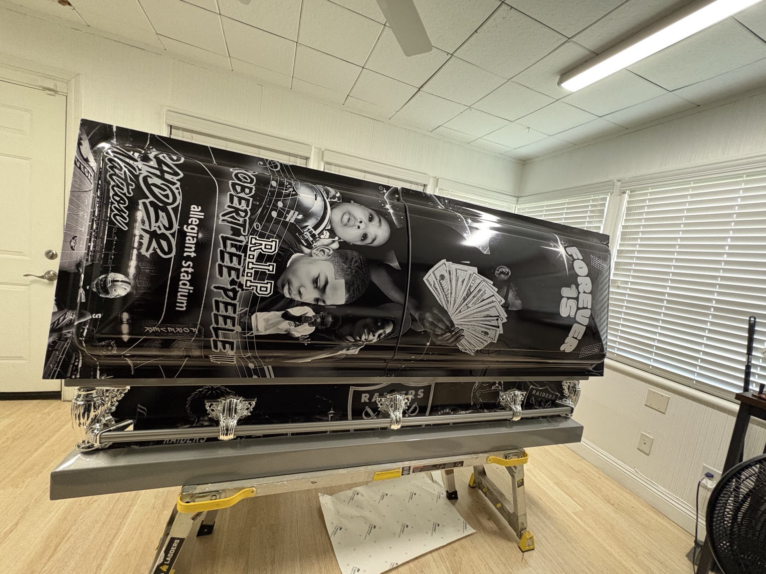 Memorial casket wrap